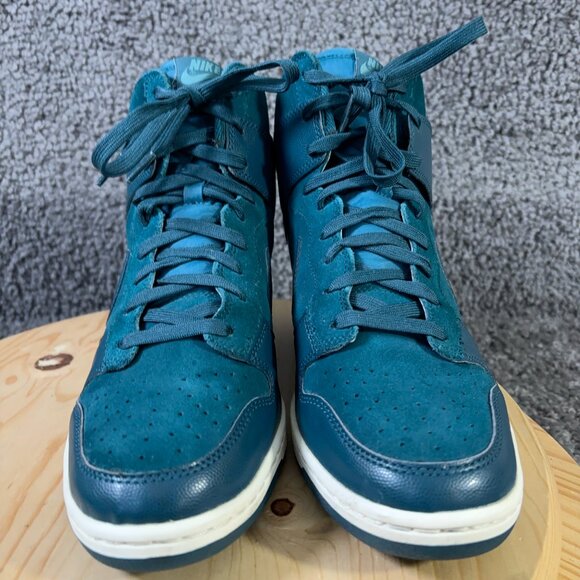 Nike Dunk Sky Hi Essential Wedge Sneaker Women Sz 11 Dark Sea Blue Leather Suede - Picture 2 of 9